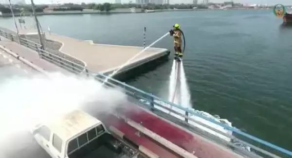 Will this work in Nigeria? Dubai Civil Defence launches service that allows firefighters to use water jetpacks